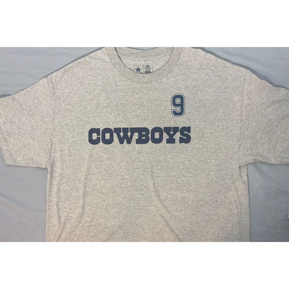 NFL Dallas Cowboys T Shirt Tony Romo Number 9 Gray NFL Brand Size Large